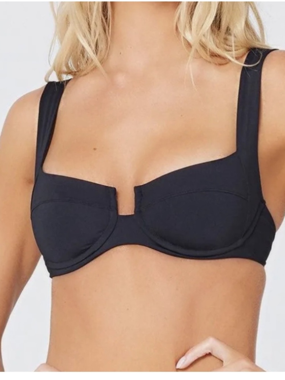 l*space Black Camellia Underwire Bikini Top Small S/P